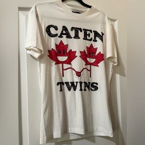 AUTHENTHIC DSQUARED2 Cotton T-Shirt CATEN TWINS Logo Red Black White